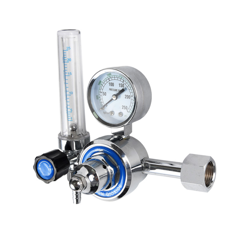 Bộ điều chỉnh khí CO2 điôxít cacbon không gia nhiệt Bộ điều chỉnh khí bằng đồng thau hoàn toàn với lưu lượng kế